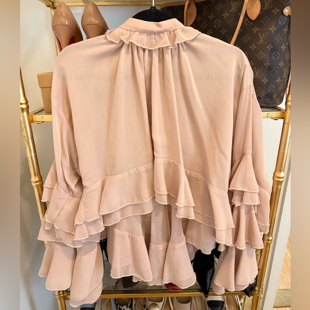 Commense High Neck Ruffle Top Light Pink - Picture 4 of 5